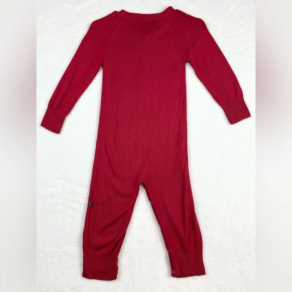 12-18m Unisex Bamboo Sweater Kickee Pants Red Kids One Piece